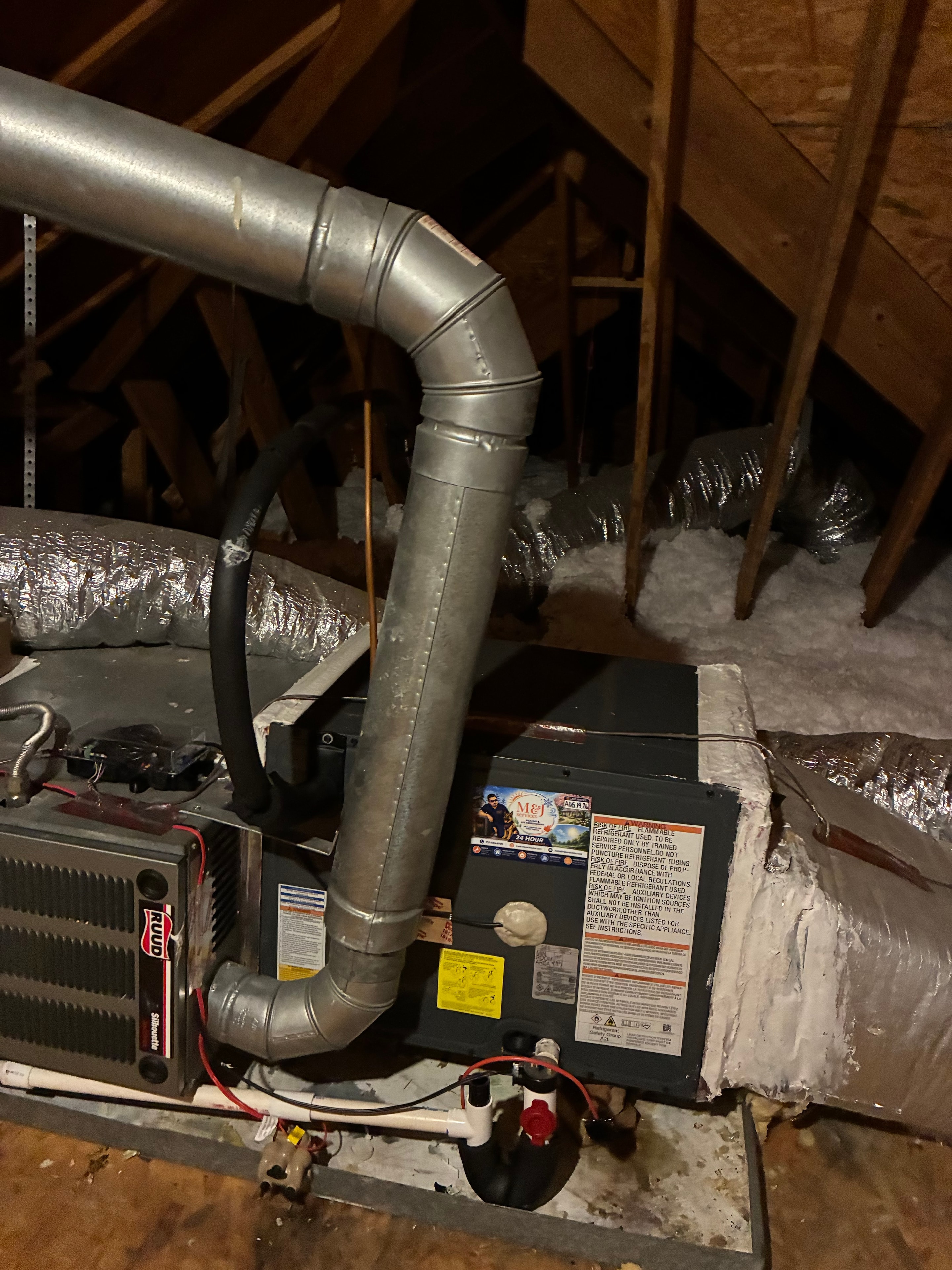 Ruud attic HVAC system installation